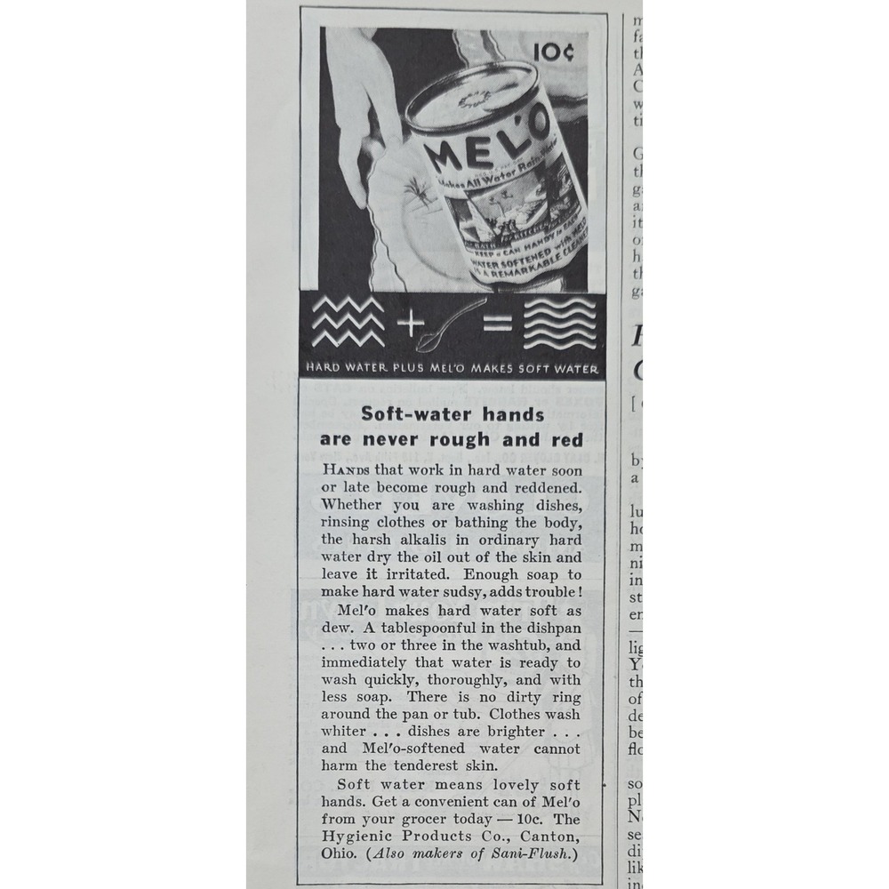 1932 Vintage MELO Soft Water Soap Advertisement Print x 2
